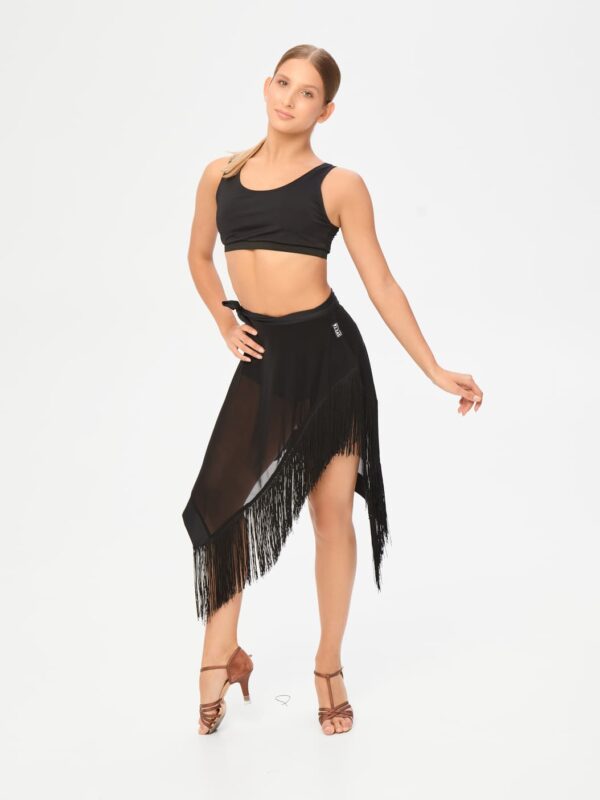 Асимметричная юбка-косынка с кистями