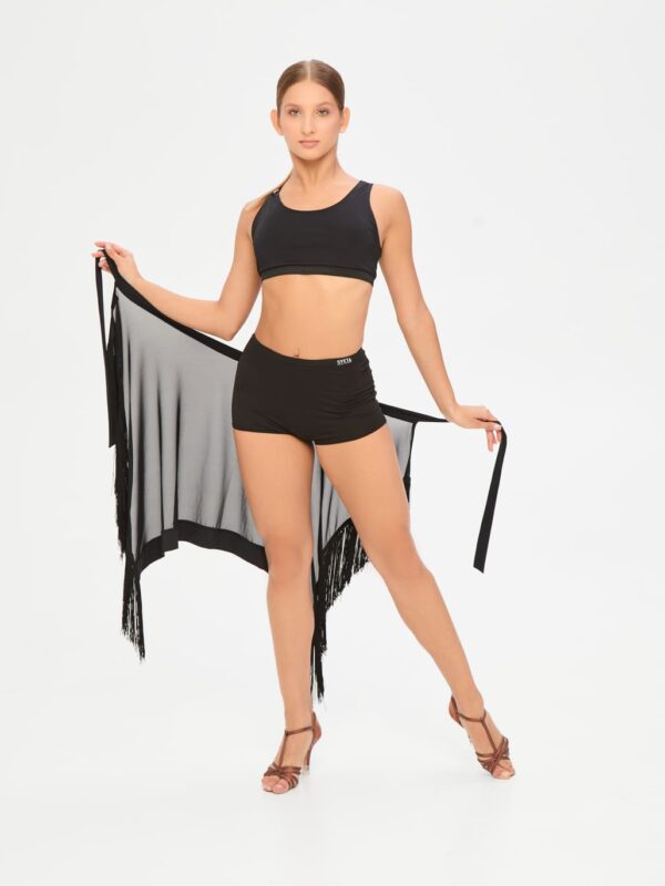 Асимметричная юбка-косынка с кистями